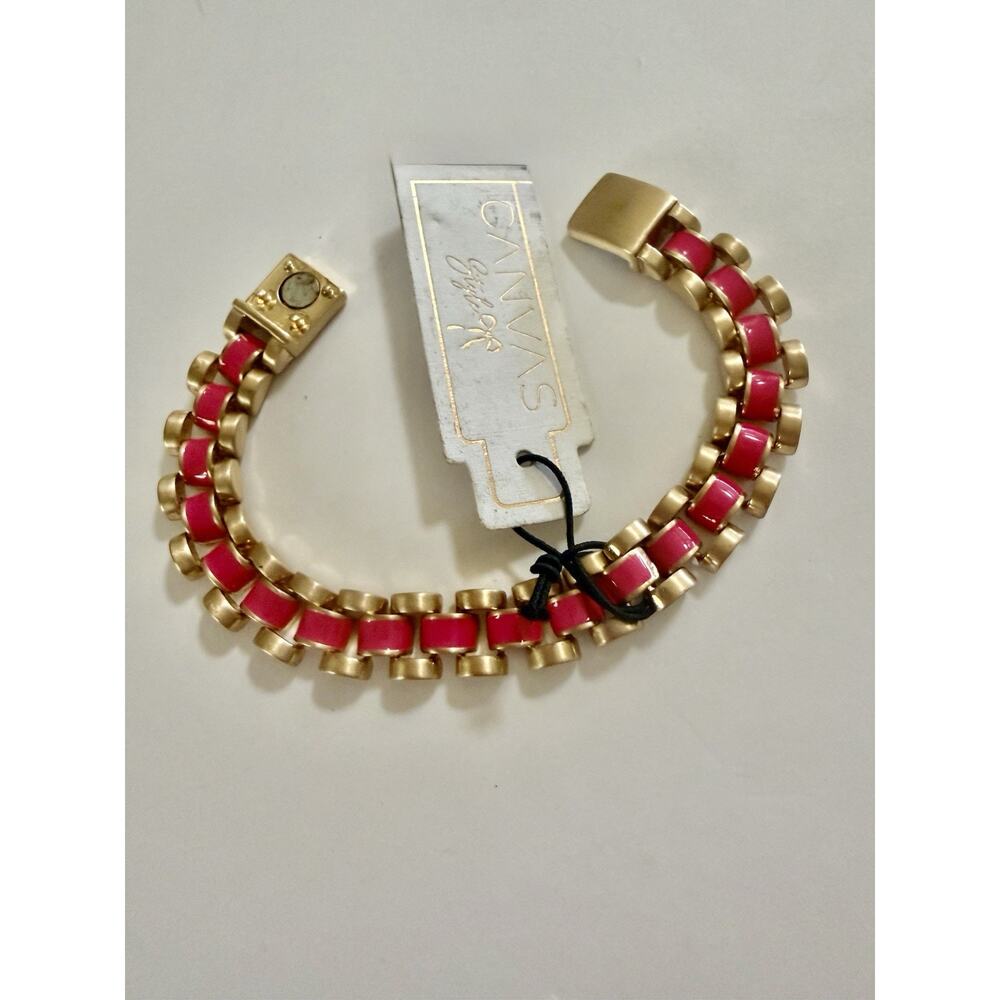 Pink Enamel CANVAS Bracelet Magnet Closure